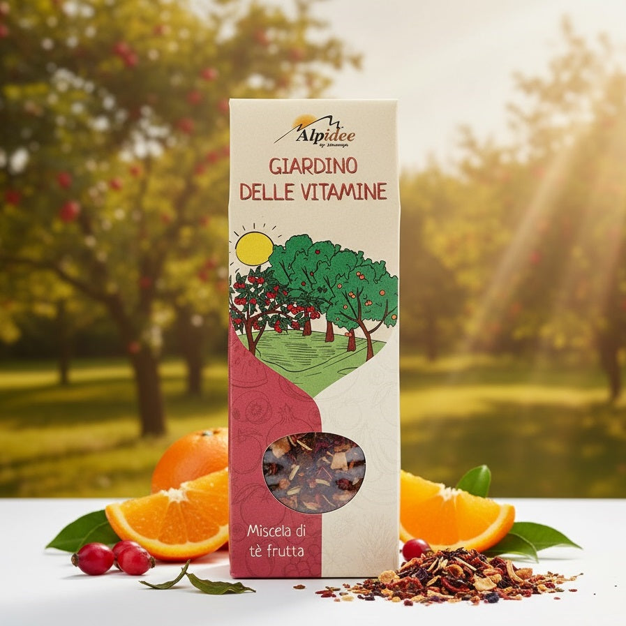 Miscela di tè frutta GIARDINO DELLE VITAMINE, fruttato, rinfrescante, 100g