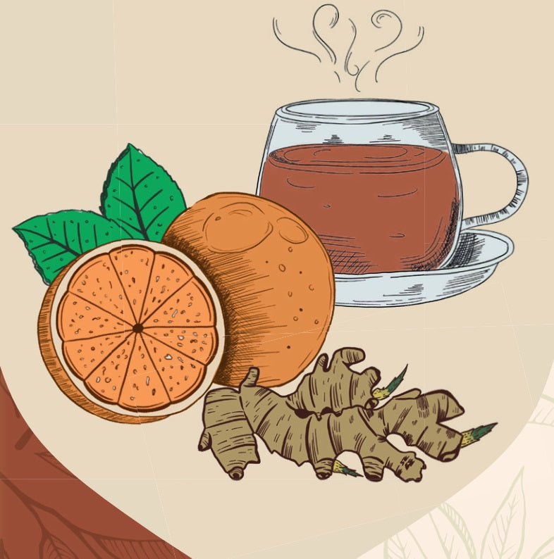 Tè miscela di Rooibos ZENZERO E ARANCIA, fruttato, deciso 100g