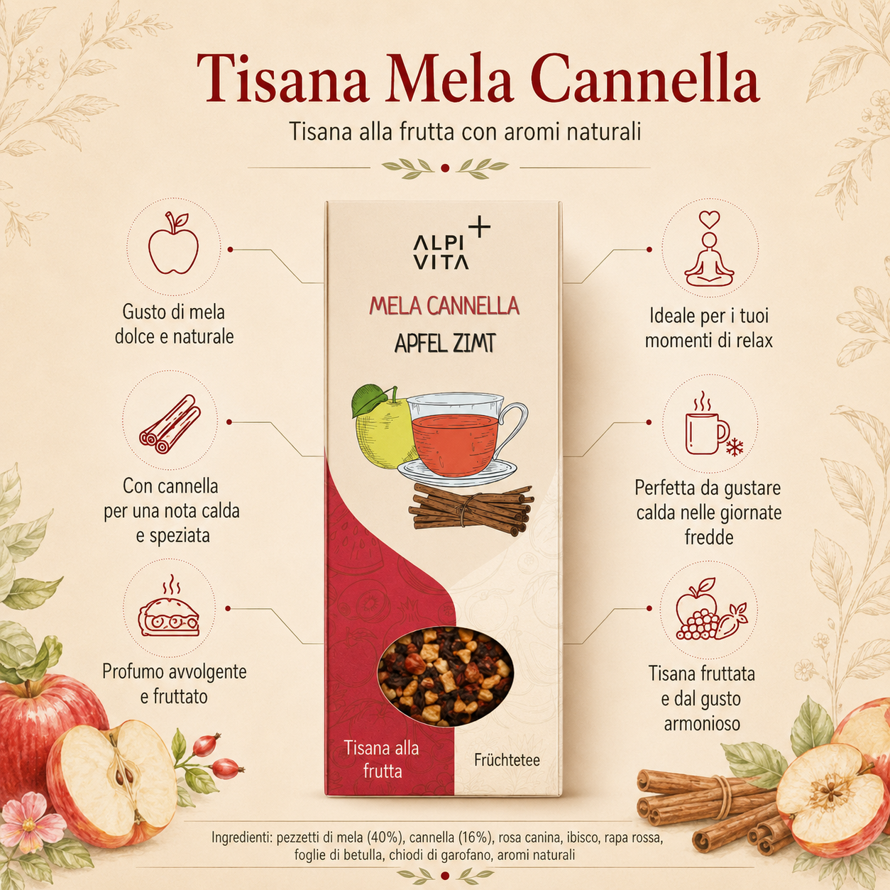 Mela Cannella – Infuso alla frutta, 100g