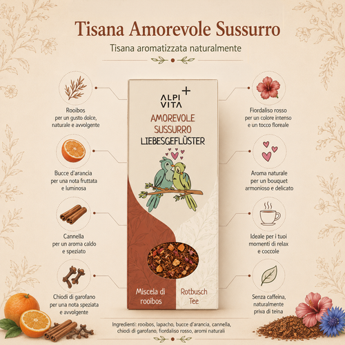 Amorevole Sussurro – Infuso di rooibos fragole e vaniglia, 100g