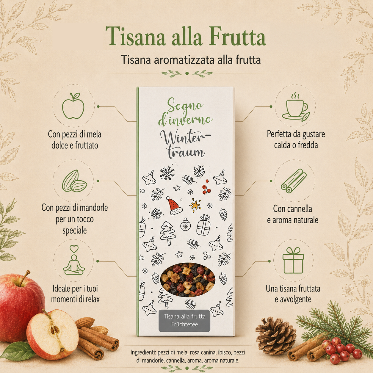 Sogno d'inverno - Tisana alla frutta, 100gr