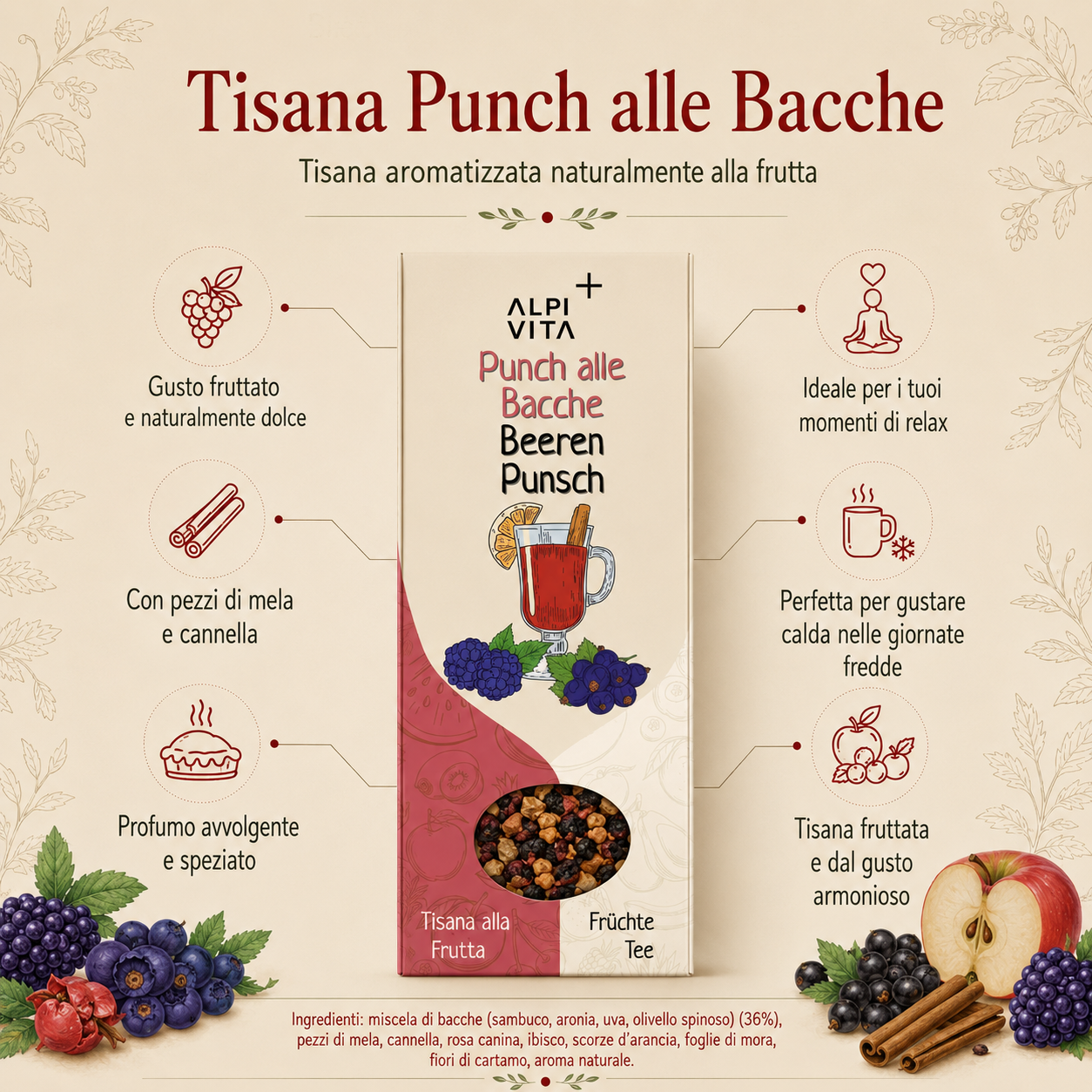 Punch alle Bacche - Tisana alla frutta, 100g
