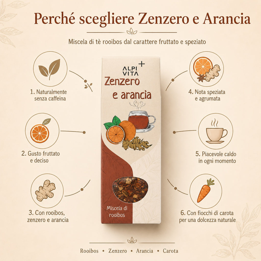 Zenzero e Arancia - Infuso di Rooibos naturalmente senza caffeina, 100g