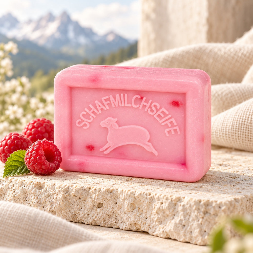Sapone al latte di pecora rettangolare, Profumo Lampone Spritz, 8,5 × 6 cm, 100 g