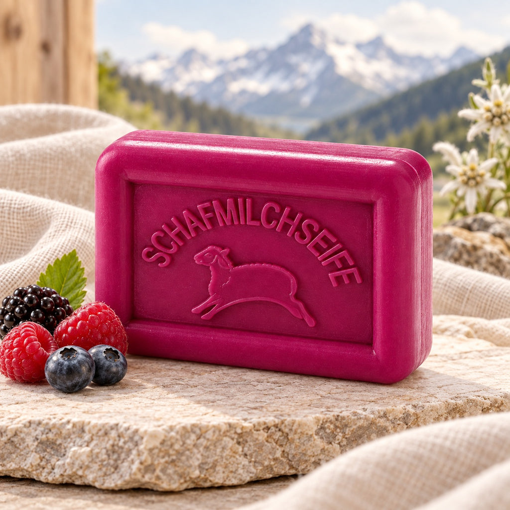Sapone al latte di pecora rettangolare, Profumo ai frutti di bosco, 8,5 × 6 cm, 100 g