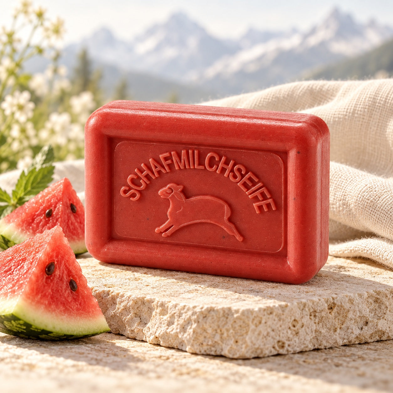 Sapone al latte di pecora rettangolare, Profumo di anguria, 8,5 × 6 cm, 100 g