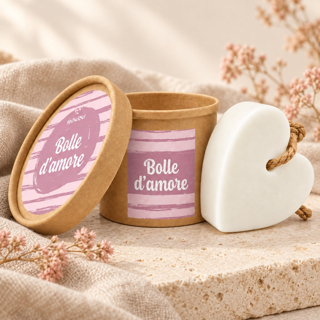 Sapone a cuore nella ciotola "Bolle d’amore", 7 × 7 cm, 70 g