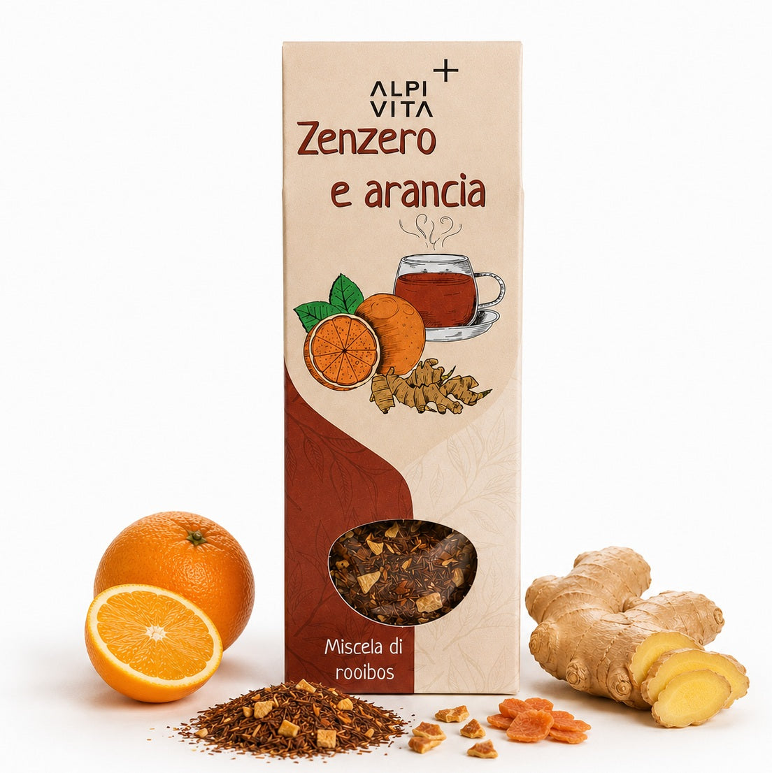 Zenzero e Arancia - Infuso di Rooibos naturalmente senza caffeina, 100g