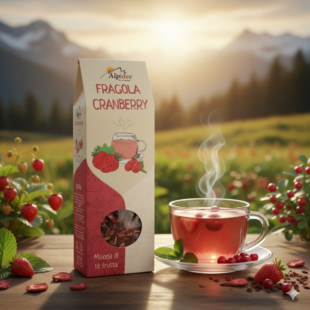 Miscela di tè frutta FRAGOLA CRANBERRY, fruttato, dolciastro, 100g