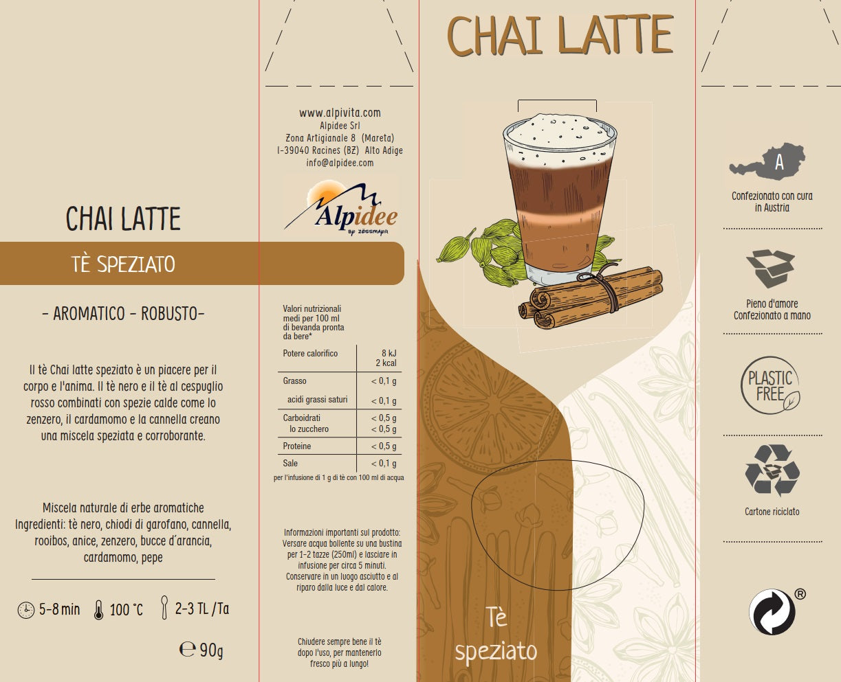 Tè speziato CHAI LATTE, aromatico, robusto, 90g