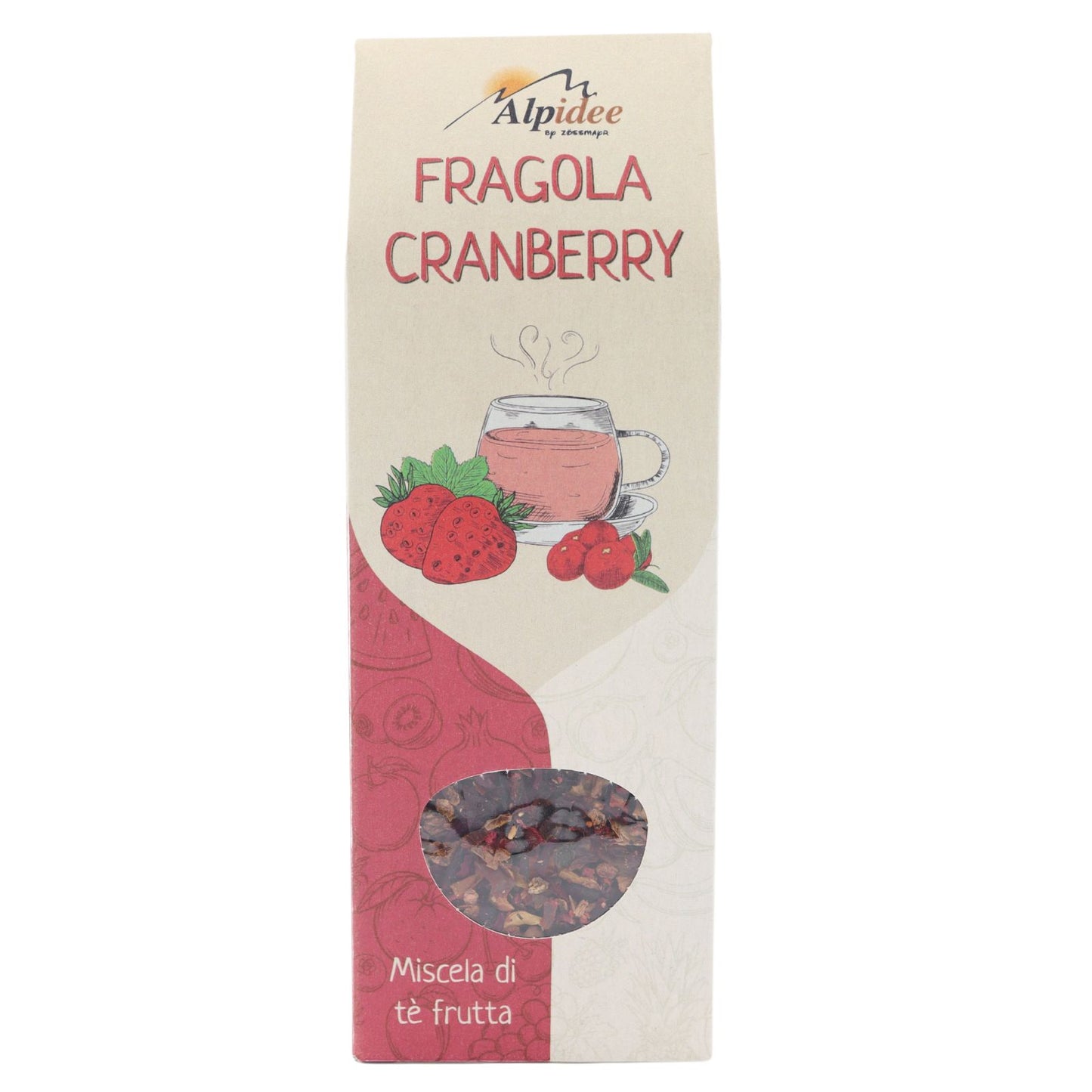 Miscela di tè frutta FRAGOLA CRANBERRY, fruttato, dolciastro, 100g