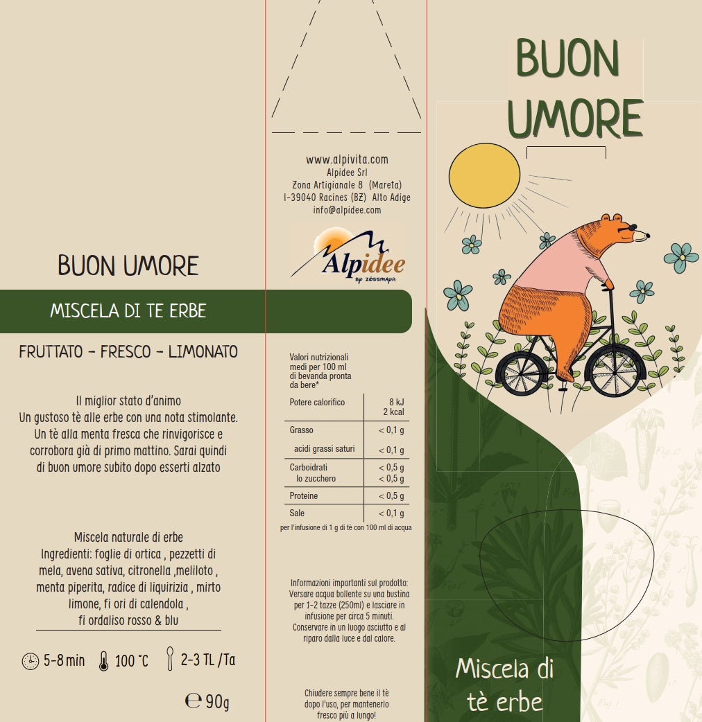Miscela di Tè alle erbe BUON UMORE. fruttato, fresco, limonato, 90g