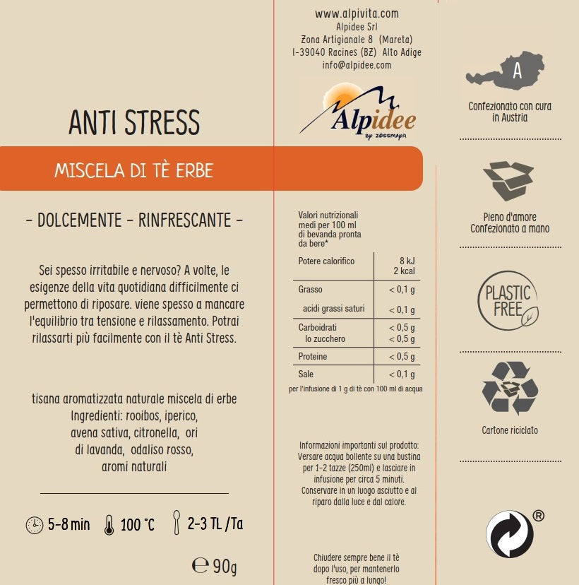 Miscela di Tè alle Erbe ANTI STRESS, dolcemente, rinfrescante, 90g