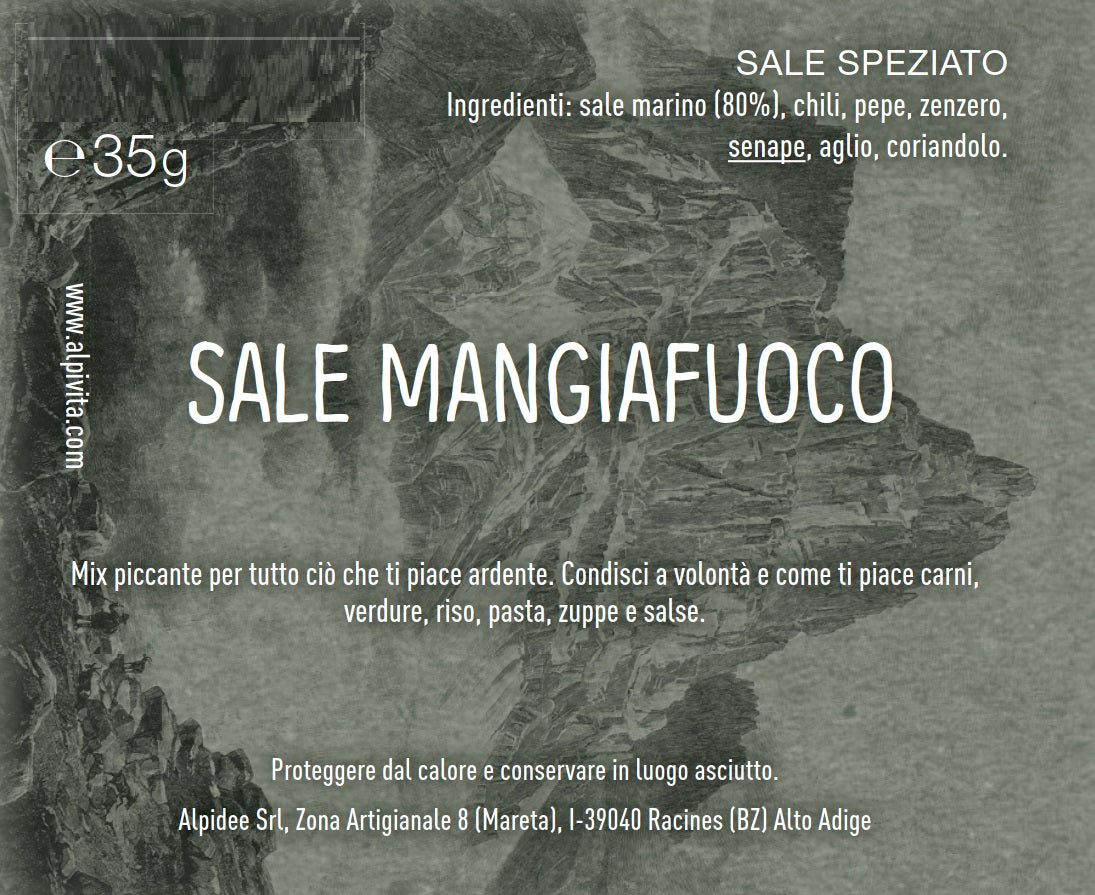 Sale speziato SALE MANGIAFUOCO, ideale per carni, verdure, riso, pasta, zuppe e salse, 35g