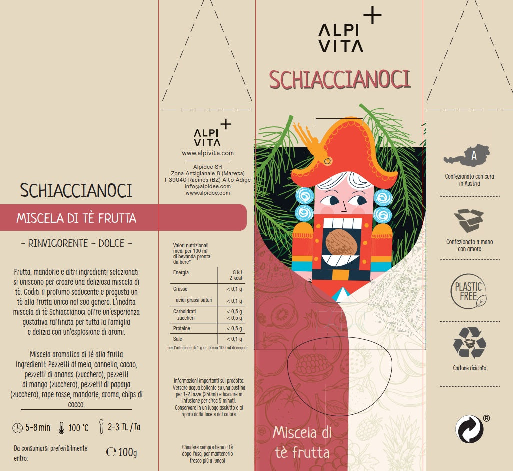 Miscela di tè frutta SCHIACCIANOCI, rinvigorente, dolce, 100g